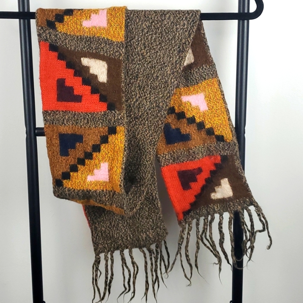 Inti Souvenir Hand Craft Alpaca Winter scarf size 64.5x 6 in - Picture 1 of 4
